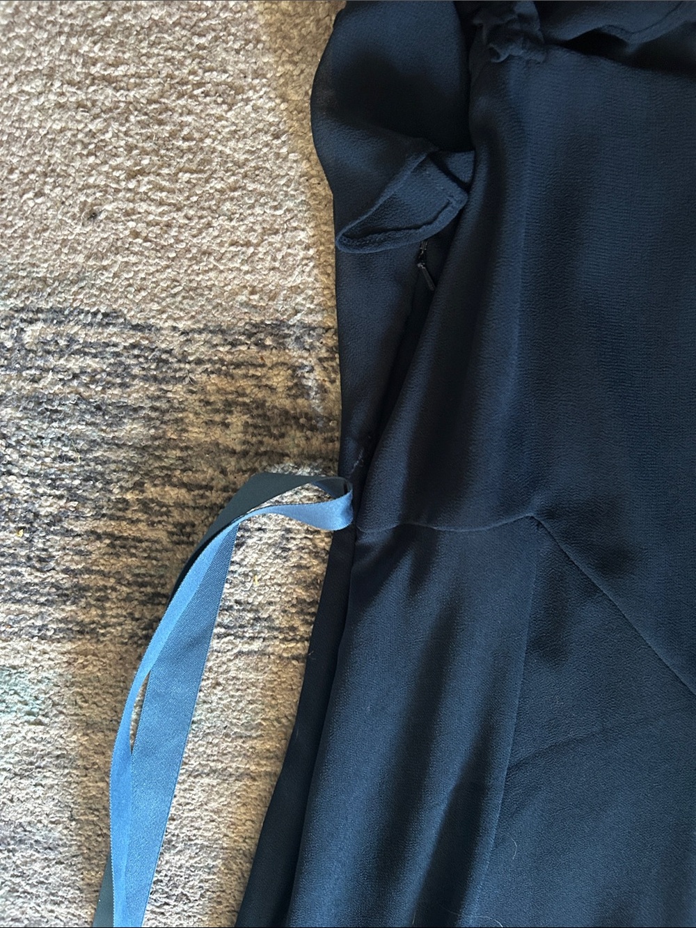 ASOS Navy Blue Maxi Dress with Ruffled Shoulders - Picture 8 of 9